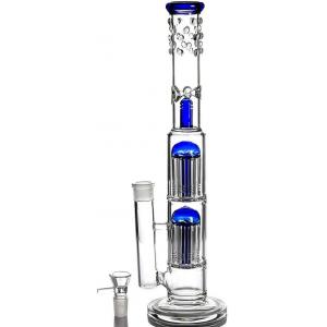 China 18mm Oil Dab Rigs Glass Water Bong Glass Double Tree Percolator Water Pipes With Ash Catcher supplier