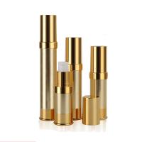 China Pearly Gold Plastic Aluminum Airless Pump Bottle Lotion Vacuum Cosmetic Bottle 15ml on sale