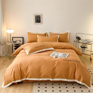 China リアクティブプリント オレンジ色の豪華ベッドシーツ オーダーメイドサイズ ユートピアベッドセット wholesale