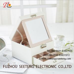 High end and elegant PU leather jewelry box for wholesale from manufacturer jewelry box with mirror box drawer