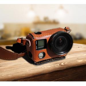China Camera Leather Case Bag Holder With Lanyard Neck Strap + 37mm Filter UV Lens + Adapter Lens Cap For GoPro Hero 4 3 supplier