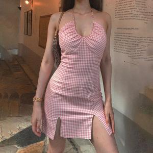 Backless Halter Neck Strap Backless 76cm Sexy Women Dresses