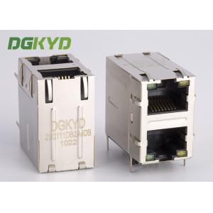 China Fiber Optic 2 Port RJ45 Connector Jacks With Transformers 2X1 Right Angle 1000Mb RJ45 supplier