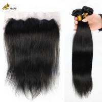China Straight Remy Brazilian Human Hair Bundle with Lace Frontal Closure on sale