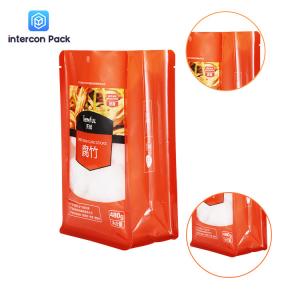 Red Color OPP Gusset Packaging Bag hot pressing Customized Logo