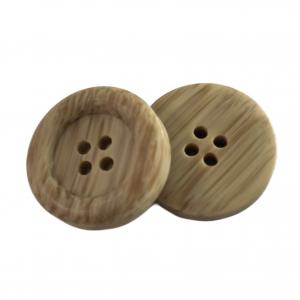 Round Shape Fake Wooden Polyester Buttons Four Hole 36L Customized Color With Rim