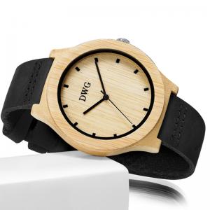 China Black Strap Wooden Quartz Watch Wristwatches Maple Wood Bezel ,  Custom Logo supplier