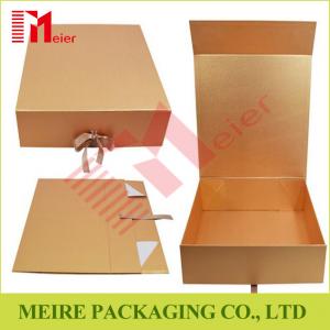 High quality Golden paper brand cosmetic paper box luxury packaging design with ribbon closure