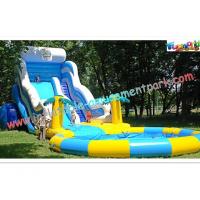 China Huge Rent Commercial Inflatable Slide, Blue Sport Water Slide Pool For Adults on sale