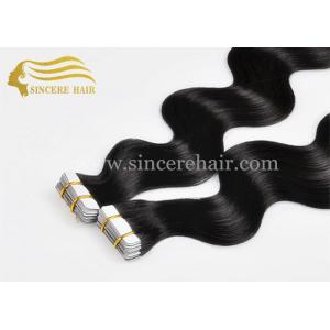 24" Body Wave Remy Human Hair Extensions for sale - 60 CM Jet Black Body Wave Tape Hair Extensions 2.5G / Piece on Sale
