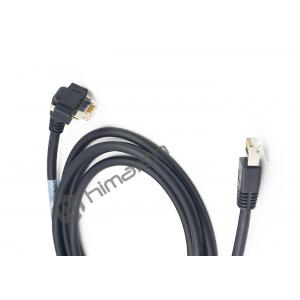 China High Flex Right Angle RJ45 GIGE Camera Cable , Gigabit Internet Cable with Thumbscrew Lock supplier