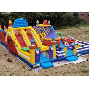 Outdoor 20mL Yellow Rocket Inflatable Amusement Park For Kids Use Logo Printing