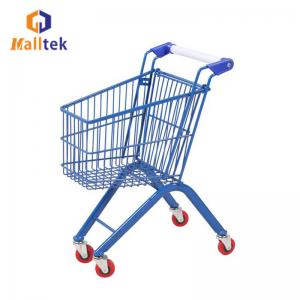 Metal Powder Coating Supermarket Shopping Trolley Colourful Kids Ride With Toy