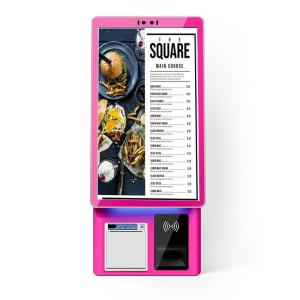 China 21.5 pulgadas de comida rápida de autoservicio de pago quiosco de pie de piso máquina interactiva de pantalla táctil automática quiosco con software POS supplier