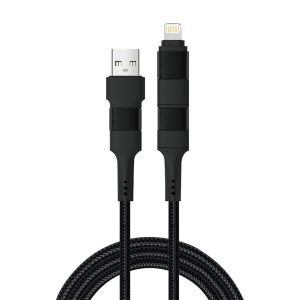 China 1m 4 en 1 câble tressé à haute vitesse multi-fonction USB de type C à type C à câble de charge Lightning supplier