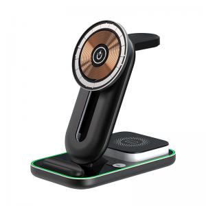 Multiple Devices Magnetic Wireless Charger Stand 3 In 1 Foldable Wireless Charger
