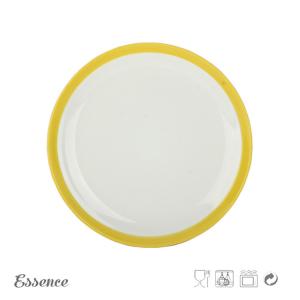 Round Glossy Color Porcelain Dessert Plates, 8 Inch White Stoneware Dishes Microwave Safe
