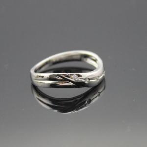 White Gold Plated Sterling Silver Wedding Ring with White Cubic Zircon(F75)