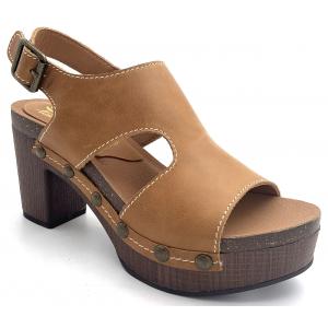 Functional High Heel Chunky Sandals With Buckle Strappy Closure Type