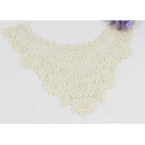 China Cotton Hollow Water Soluble Lace Neckline Applique Trim With Rose And Sakura Design supplier