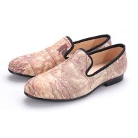 China Slip On Mens Velvet Loafers Embroidered Velvet Smoking Slippers on sale