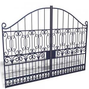 Sblack Primed Antique Wrought Iron Gates / Double Entry Residential Iron Gates