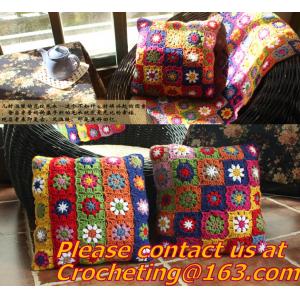 Handmade crocheted blanket handmade carpet yarn crochet decoration color block flower blanket