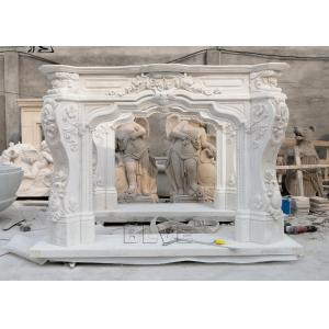 Marble Fireplace Mantel Freestanding Stone Relief Fireplaces Indoor  Decorative European Style