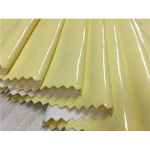 China Yellow Color 0.4mm - 0.5mm Pu Synthetic Leather For Ladies Raincoat / Light Jacket supplier