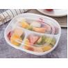 3-Compartment Oval plastic food trays with lid / disposable takeaway food
