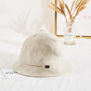 China Winter Unisex Terry Cloth Soft Fabric Bucket Hat Cream Color on sale 