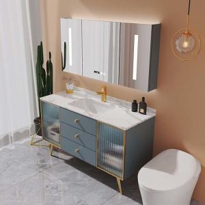 Solid Wood Plywood Bathroom Furniture Cabinets 80cm Bathroom Vanities With Drawers