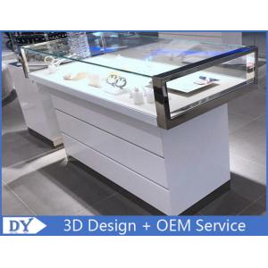 China Simple Nice Wooden Glass  Gloss White Jewellery Shop Counter supplier