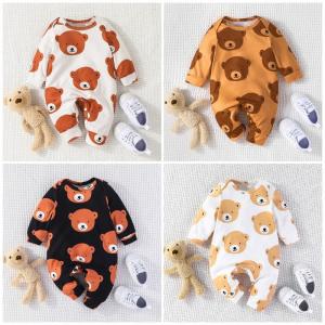 Children's Outfit Sets Newborn Baby Round Neck Jumpsuit Baby Bear Print Romper