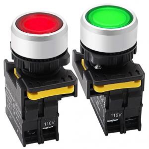 2Pcs Red And Green Led Indicator Lights 110V-220V 1NO 1NC Waterproof IP65 SPST  10A