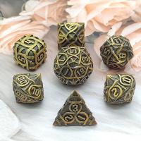 China Thorns Striped Metal Dice Set Fantasy DND Multi Faceted Board Game on sale