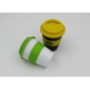 China Custom Printed Colorful Plastic Coffee Cup With Silicone Lid And Grip 350ml supplier