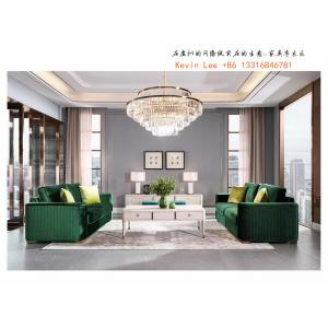 American style Sofa set furniture by fabric upholstered light luxury sofa with Sofa tables and foot ottoman for Villa