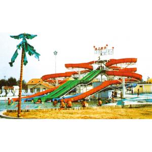 China 10M Water Park Equipments Spirality Slide For Amusement Park , 296m Length supplier