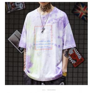 Eco Friendly Men Streetwear T Shirts Organic Cotton Jersey Dip Dye Tone Crew Neck