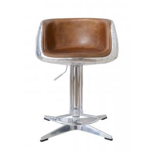 China Vintage Tan Brown Leather Counter Height Stools , Kitchen Counter Swivel Stools With Backs supplier