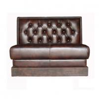 China Brown Vintage Leather Sofas 116cm Restaurant Sofa Booth Seating on sale