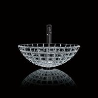 China Tempered Glass Wash Basin Bowl 420mm Length Round Glass Vessel Vanity Sink on sale