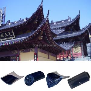 China Construction Material Chinese Glazed Roof Tiles Blue Kaolin Clay Villa supplier