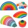 China Brown 18cm Rainbow Wooden Building Blocks Toy Creative Educational wholesale