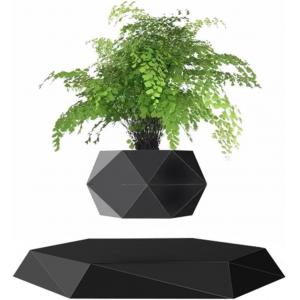 Black Hexagon Magnetic Levitation Plant Levitating Air Bonsai Pot 360 Degree Rotation