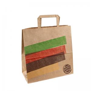 China Kraft Handle Paper Bags for Burger French Fries Chicken Takeout supplier