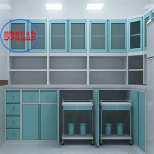 Full Steel Hospital Clinic Furniture Treatment Cabinet Hinge 110 Degree L 3000*W 600*H 850-900mm