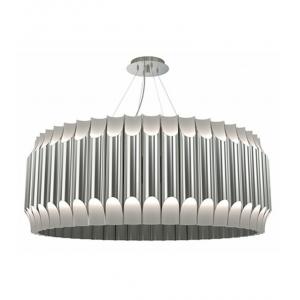 Contemporary Sculptural Galliano Round Chandelier Pendant Lamp PIPES Chrome / Brass Finish