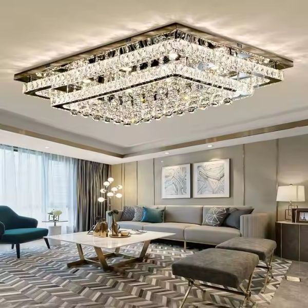 Crystal Modern Rectangular Ceiling Light ,  LED Ceiling Lamp Remote Control